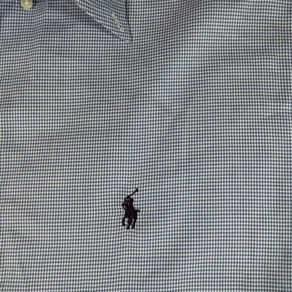 Polo Ralph Lauren Shirt Men's XXL Blue Classic Fit Houndstooth Luxury Preppy - Picture 2 of 11